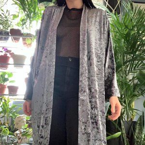 Grey crushed velvet duster